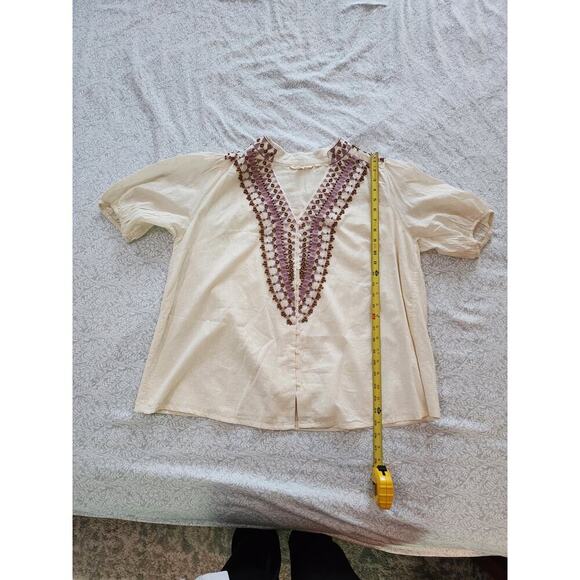 Anthropologie Embroidered Beaded Peasant Blouse, Used, Plus Size 1X - Picture 7 of 8